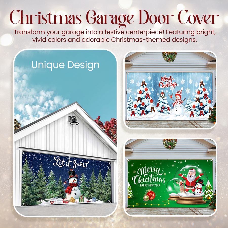 Christmas Garage Door Decor Banner - Festive Holiday Background