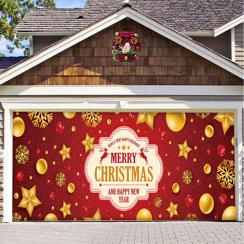 Christmas Garage Door Decor Banner - Festive Holiday Background