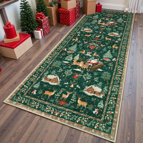 🎄🔥Soft Christmas Tree Santa Claus Carpet Runner🔥🎄