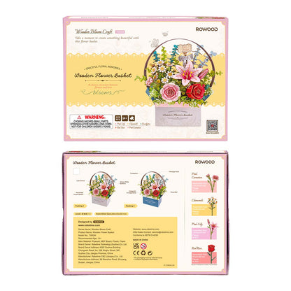 Rowood Wooden Flower Basket DIY 3D Puzzle TW03H