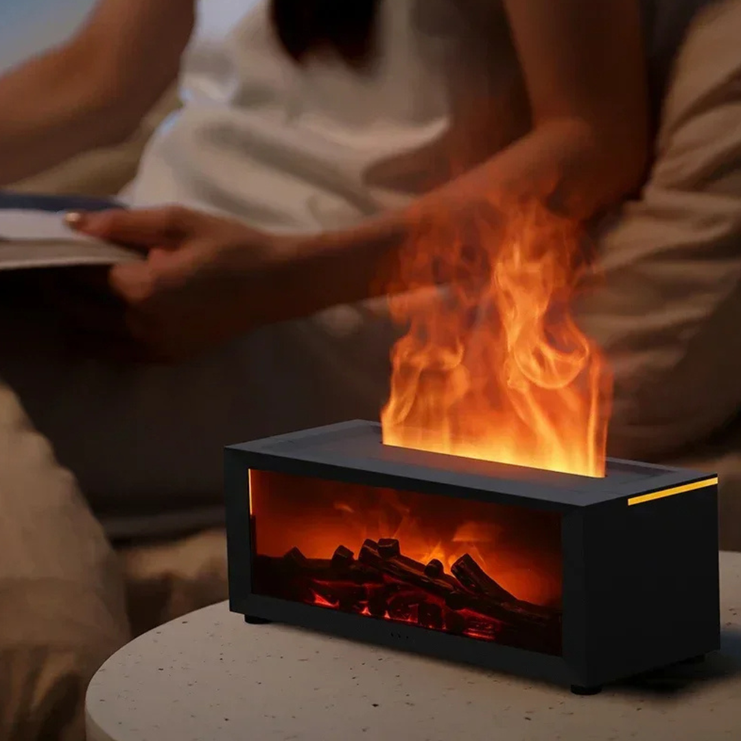 🎄Christmas Sale - 59% OFF🎁300ml Fireplace Flame Diffuser & Humidifier – Ultrasonic Essential Oil Mist Maker with Remote, 7-Color LED Light