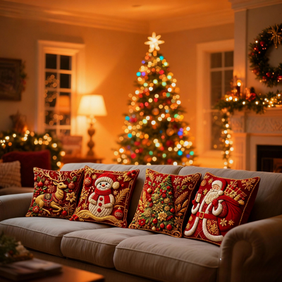 🏆 50K+ SOLD! 🎄 Luxury Christmas Style Pillow Cover – Machine Washable, Wrinkle-Resistant, Durable, Perfect for Living Room, Bedroom, Office & More 🛋️✨