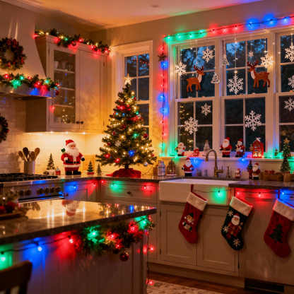 🎄 Christmas Sale - 59% OFF 🎁 🎄90s Retro Christmas Curtain Lights💡 — Multicolor LED Fairy Lights for Bedroom, Party & Holiday Decor🎁