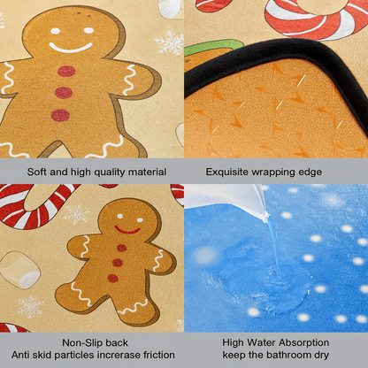 🍪 Christmas Sale - 50% OFF 🎁 Soft Non-Slip Gingerbread Man Kitchen Rug for Holiday Home Decor