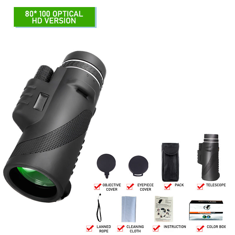 🌙High-Power 80x100 Monocular | Compact, Clear & Long-Distance Viewing