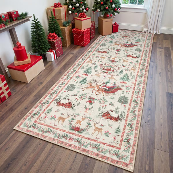 🎄🔥Soft Christmas Tree Santa Claus Carpet Runner🔥🎄